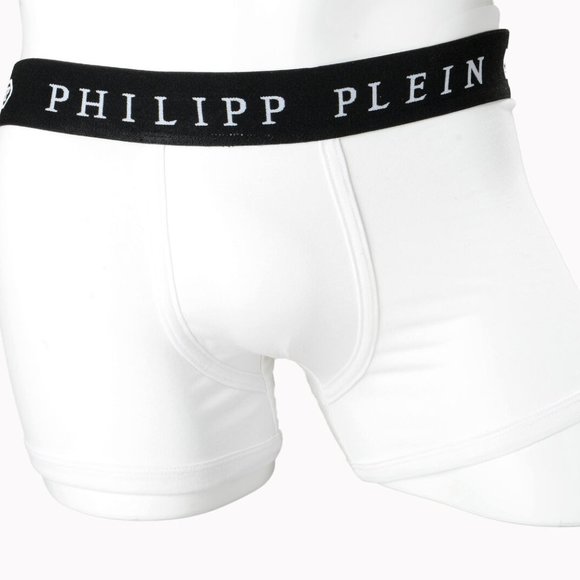 Philipp Plein Men's White Logo Print Boxer Brief Underwear Bi-Pack